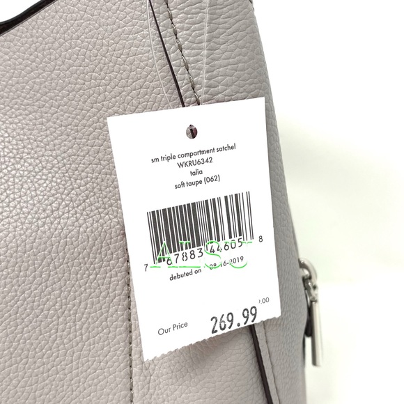 Kate♠️Spade Sm Triple Compartment Le Satchel Grey - Picture 7 of 13
